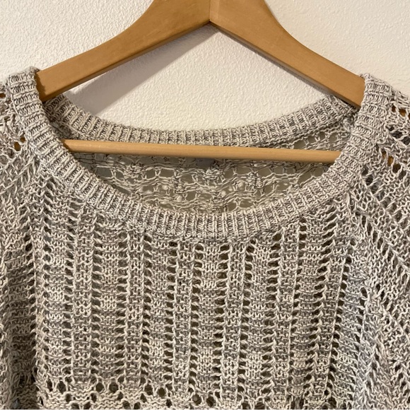 Urban Outfitters Ecote Open Knit Slouchy Scoop Neck Sweater Light Gray Coastal-L - Picture 3 of 9